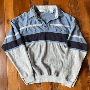 Vintage Classics by Palmland Blue and Grey Rugby Polo Sweatshirt